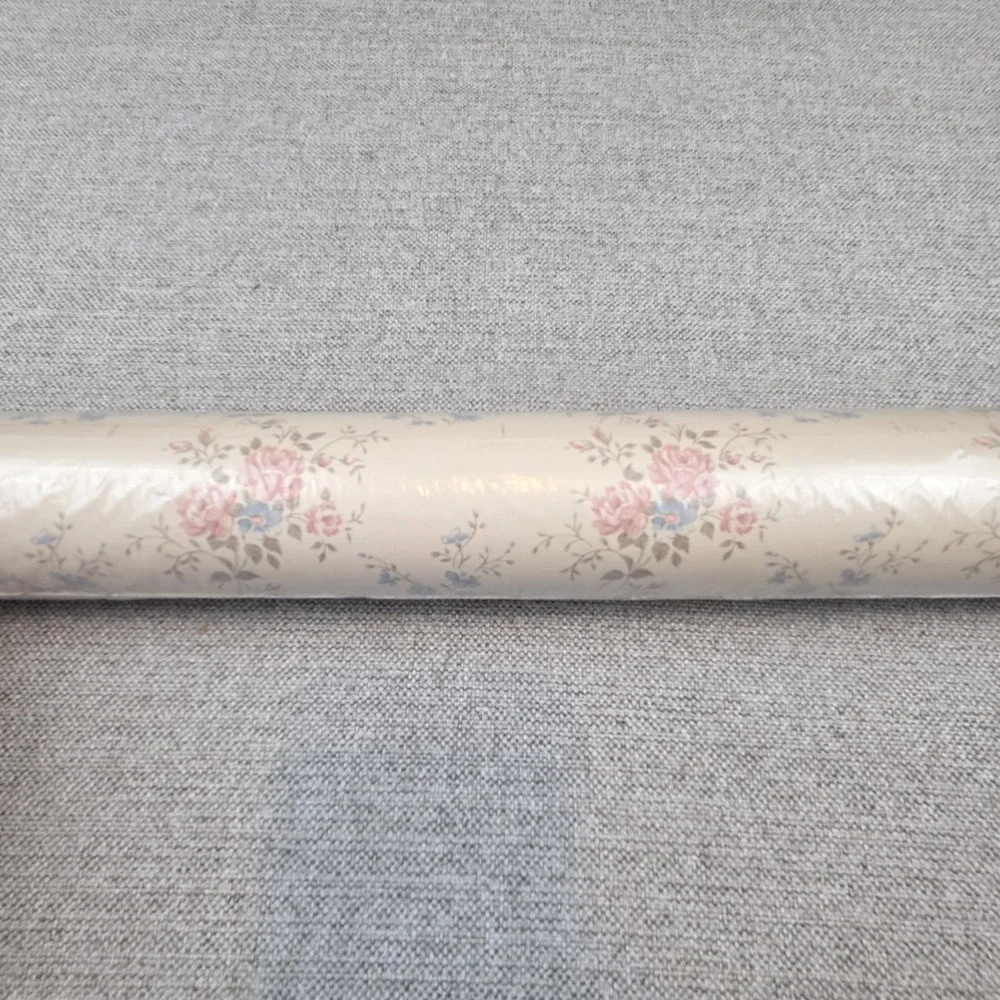 Vintage Collins & Aikman Vinyl Pastel Floral Pre-Pasted Wallcovering Cottagecore